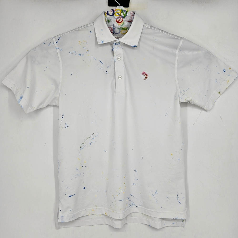 Genteal Shirt Mens Small Performance Short Sleeve White Splatter Athleisure